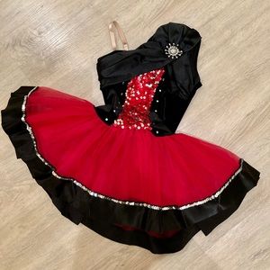 Elegant Black and Red Kids Dance Costume